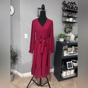 Elegant Red V-Neck Dress